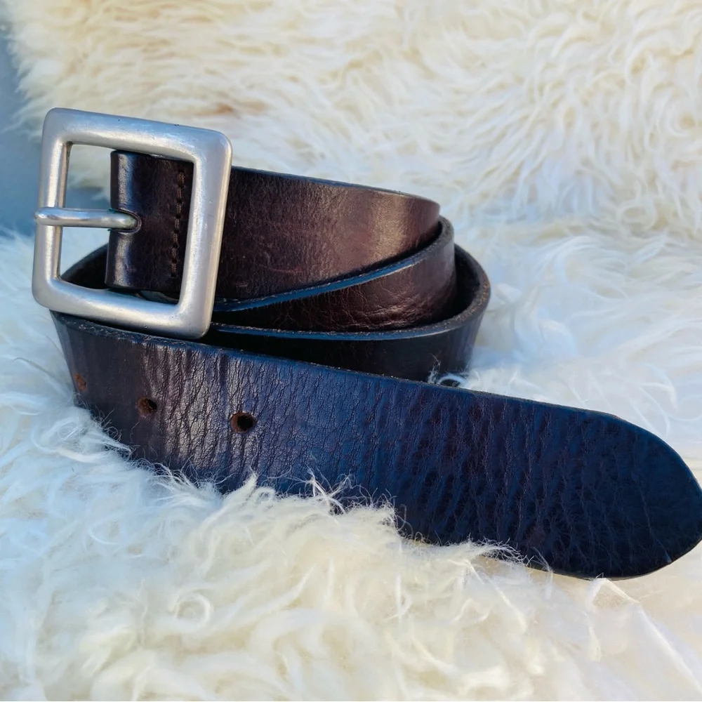 OLD NAVY vintage genuine leather brown men's belt 36 brass y2k